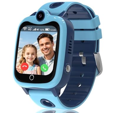 4G Smartwatch Kinder, Kinder Smartwatch mit GPS und Telefon, HD Videoanruf, SOS, Schulmodus, Spiel, Wecker, Smart Watch mit SIM, Wasserdicht Kinderuhr Handy Geschenk für Jungen Mädchen Student, Blue