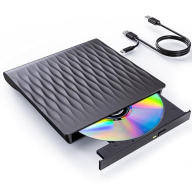 DANGZW Externes DVD CD Laufwerk, USB 3.0 Typ-C Slim Tragbares CD DVD +/- RW ROM Laufwerk Extern USB, DVD Brenner, Player, und Writer für Laptop PC, Windows 11/10/8/7/XP/Vista, Linux und MacOS