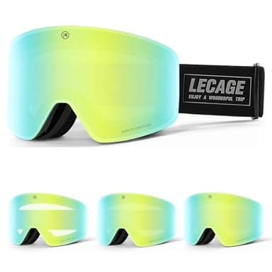 Skibrille Selbsttönend-Photochrome für Verschiedene Lichtverhältnisse, Rahmenlose Schneebrille: Ultra HD & Breitere Sicht, Anti-Nebel UV400 OTG, Brille Helmkompatibel für Ski/Snowboard, Herren Damen