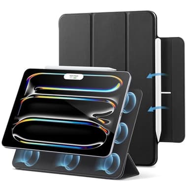 ESR für iPad Pro 13 Zoll Hülle M5/M4 (2025/2024), magnetische Befestigung, dünne Trifold Ständerhülle, unterstützt Pencil Pro & Pencil (USB-C), Auto Ruhen/Wecken, robuster Schutz, Schwarz