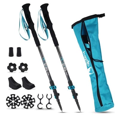 Alpteq® Carbon Wanderstöcke Teleskop – Ultraleichte Trekkingstöcke Kohlenstofffaser & Aluminium für Damen, Herren & Kinder | Verstellbar 65–135 cm | Nordic Walking Stöcke mit ergonomischem Griff