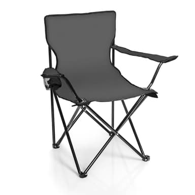 BigDean Faltstuhl DUNKELGRAU Campingstuhl Anglerstuhl mit Getränkehalter & Tragetasche - Anglersessel klappbar - Klappstuhl Gartenstuhl Faltstuhl Relaxsessel Angelsessel faltbar