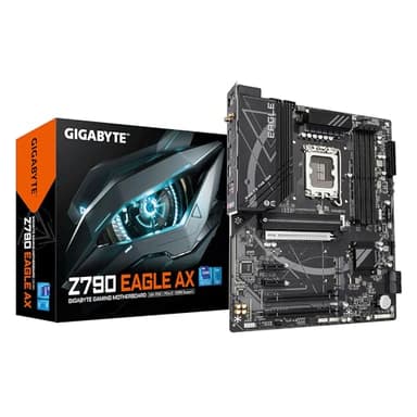 GIGABYTE Z790 Eagle AX Motherboard - Unterstützt Intel Core 14. Generation CPUs, 12+1+1 Phasen Digital VRM, bis zu 7600MHz DDR5 (OC), 3xPCIe 4.0 M.2, Wi-Fi 6E, 2.5GbE LAN, USB 3.2 Gen 2