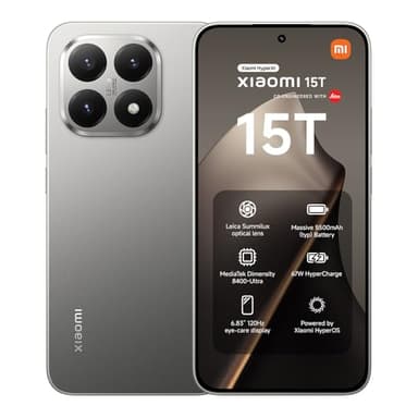 XIAOMI 15T, Smartphone 12+256GB, 6,83" 120Hz augenschonendes Display, MediaTek Dimensity 8400-Ultra, 50MP Leica Summilux Objektiv, 5500mAh, Titan, 2 Jahre Garantie