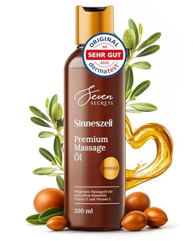 Massageöl für genussvolle Massagen 200ml XXL intimgeeignet (Dermatest: SEHR GUT) - Erotik Massage Öl - Mit wertvollem Mandelöl für intensive Pflege