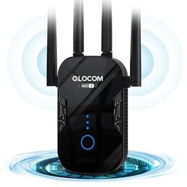QLOCOM 2026 Neuestes WLAN Verstärker WLAN Repeater 1200Mbit/s, Dualband 2.4GHz & 5GHz WiFi Repeater mit WPS, WiFi Internet Booster Kompatibel Allen WLAN Geräten