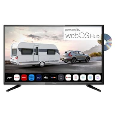 Gelhard GTV2756 27 Zoll Fernseher LED Smart TV WebOS mit DVD und Bluetooth DVB-S2/C/T2 für 12V u. 230Volt WLAN Full HD