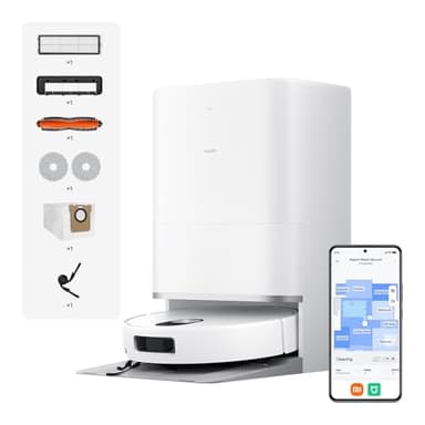 XIAOMI 5 Pro Saugroboter & Mop, 20000Pa Leistungsstarke Saugkraft, KI-Hindernisvermeidung, Low-Profile-Design für unter Möbeln, Teppicherkennung & 80 ℃ Heißwasser-Mopp-Waschen.
