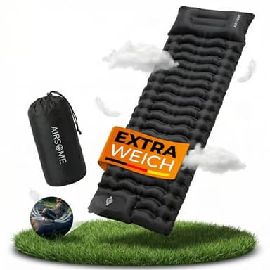 AIRSOME Selbstaufblasbare Luftmatratze Ultraleicht – Camping Isomatte selbstaufblasend mit integrierter Fußpumpe, extra dick & wasserdicht, Bequeme Schlafmatte für Outdoor, Zelten & Festival