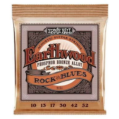 Ernie Ball Earthwood Rock and Blues Akustik-Gitarrensaiten, Phosphor-Bronze, G-Saite nicht umwickelt, Stärke 10–52