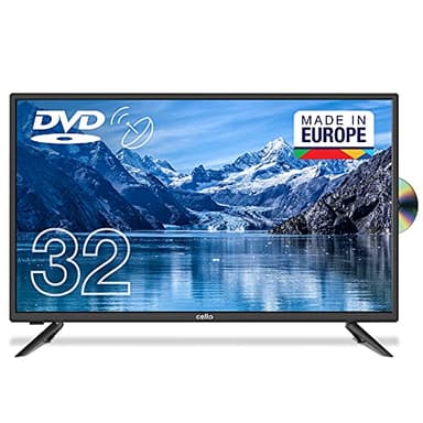 Cello 32 Zoll HD Ready LED Fernseher mit integriertem DVD-Player | Triple Tuner DVB-C/S2/T2 | USB Aufnahme & Media Player | HDMI USB | Ideal für Schlafzimmer & Küche
