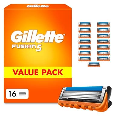 Gillette Fusion5 Rasierklingen, 16 Original Ersatzklingen, Klingen für Herren mit Größerem Gleitstreifen für Ein Sanftes Gleiten und 5 Klingen für Eine Unglaublich Gründliche und Komfortable Rasur