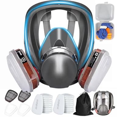 SGTBLV Atmungsmaske Vollmaske mit 6001 Filter, 20 x Filterwatte,Staubmasken, Atmungsschutz, Feinstaub, Lackmaske für Gase, Dämpfe, Epoxidharz, Spraylackierung, Chemikalien, Schleifen, Bau