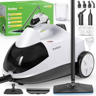 Rolipo Dampfreiniger, Dampfdruck: 4 Bar, Leistung: 2000 W, Tank: Max 2 L, Nutzungsdauer: 40 Minuten, mit Bodenreinigungsset, Düsen und Rundbürste von Böden, Sofas, Polstermöbel und Autos No Filter