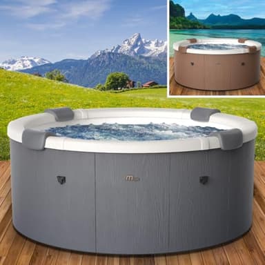 BRAST Whirlpool MSpa Denver & Rova mit Fester Außenwand | Ø182x70cm | LED-Beleuchtung mit 20 Farben für 6 Personen | 130 Massagedüsen | Ganzjähriger Einsatz Winterfest | In & Outdoor | Denver