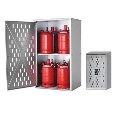 Generisch Propangasflaschen-Schrank, verzinkt, mit gelochten Front- und Seitenwänden, mit 1-flügeliger Tür, BxTxH 840x690x1500 mm