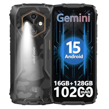 Ulefone RugKing 4 Pro Outdoor Handy AI Rugged Smartphone, 10200mAh Akku 16GB+128GB/SD-2TB, Android 15 Octa-Core 48MP 6.56 Zoll 120Hz, 120LM Super-Fackel/3 Kartenfächer/IP68/IP69K/OTG/NFC/GPS Schwarz