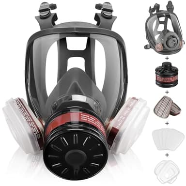 Gas-Vollmaske, wiederverwendbar, nukleare und chemische Überlebensgasmaske mit Aktivkohlefilter 6001 cn und 40 mm gegen Gas/Staub/Dämpfe/Rauch für Produkte