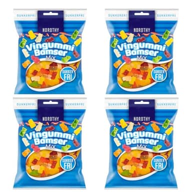 Nordthy Zuckerfreie Gummibärchen 4 x 80g (320g) – Original dänisches Fruchtgummi ohne Zucker – Kalorienarmer Naschspaß – Ideal für Diabetiker