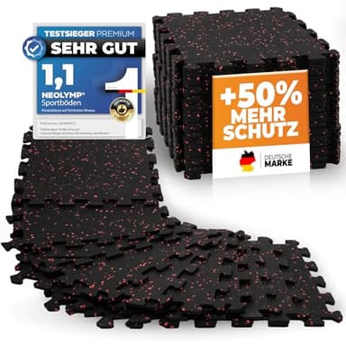 NEOLYMP Bodenschutzmatte Fitness aus Kautschuk – Puzzlematte für Home Gym, Fitnessgeräte & Sport – rutschfeste Gymnastik- & Sportmatte - 8 Stück
