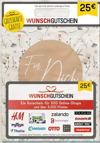 Wunschgutschein das perfekte Geschenk - 500 Einlösepartner - für Deutschland - per Post (nicht für Amazon einlösbar)