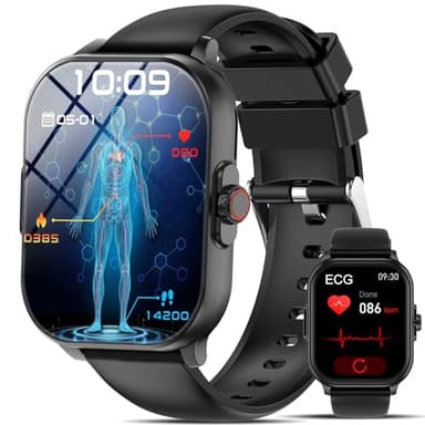 2026 Neu smartwatch EKG/24h blutdruckmessung/ΒΙυτｚυcker/Gesundheitsuhr HRV Herzfrequenz SpO2 Apnoe-Monitor 2.01"blutdruck uhr/Harnsäure/Bluetooth-Anrufe,SMS&App-Benachr/Schlaf herren damen Senioren