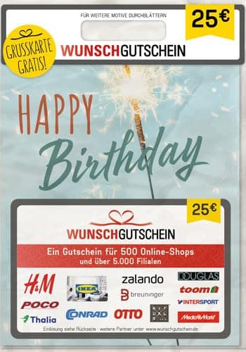 WUNSCHGUTSCHEIN das perfekte Geschenk - 500 Einlösepartner - für Deutschland - per Post (nicht für Amazon einlösbar)