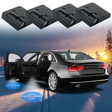 2 Stück Personalisierte LED Logo Autotür Licht, HD LED TüRbeleuchtung Logo Projektor, Universal Drahtlose Autotür Logo Licht Projektor, Einstiegsbeleuchtung für Autotür (Magnet Typ)