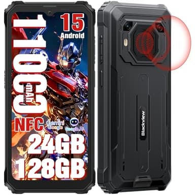 Blackview BV6200 Plus Outdoor Handy 11000mAh 24GB+128GB/2TB, Android 15 Outdoor Smartphone Ohne Vertrag, 98DB Lautsprecher, 6.56" 90Hz, IP69K Wasserdicht, Baustellenhandy, 16MP/Dual 4G/OTG/GPS/NFC