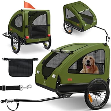 KESSER® Hundeanhänger Fahrrad XL, Faltbarer Hundefahrradanhänger mit 20" Luftreifen, robuste 600D Oxford Belüftungsfenster, SmartSpace Klappsystem + Fahne & Transporttasche, Stabiler Fahrrad Anhänger