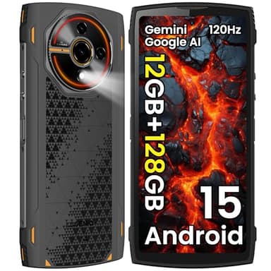 LAGENIO Panther 2 Outdoor Handy ohne Vertrag Android 15, 12GB+128GB/1TB Outdoor Smartphone, 6,7 Zoll HD+ 120Hz, 5150mAh(18W) 16MP+8MP Kamera Baustellen Handy, 3 Card Slots/IP68/69K/NFC/Face ID/OTG