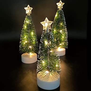 Tisch-Weihnachtsbaum mit Lichtern 3 Stück Tabletop Weihnachtsbaum mit Lichtern Mini Künstlicher Weihnachtsbaum mit LED Lichterketten Weihnachtsfeier Dekoration Miniatur Tischdekoration