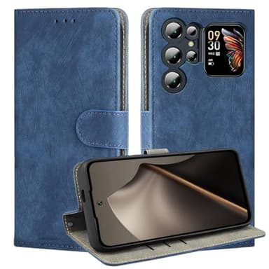 BEEJTUNY Leder Handyhülle für Oukitel C68 Plus, Hülle Geldbörse mit RFID Schutz, Magnetische Passform Schutzhülle, Integrierte TPU Cover Case.Blau