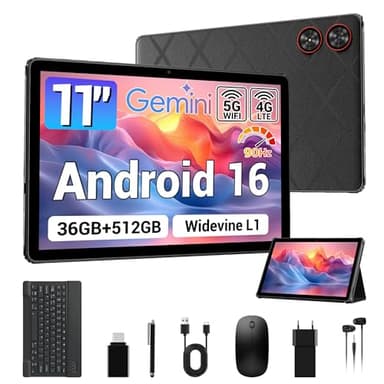 LORDWIT Android 16 Tablet 11 Zoll, 36GB RAM 512GB ROM/1TB TF, Dual SIM 4G LTE + 5G WiFi, 90Hz HD IPS Display, Octa Core, Widevine L1,WLAN, GPS, Tablets mit Tastatur/Hülle/Kopfhörer/Maus/Touch-Stift