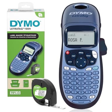 DYMO LetraTag LT-100H Beschriftungsgerät Handgerät | Tragbares Etikettiergerät mit ABC Tastatur | blau | Ideal fürs Büro oder zu Hause