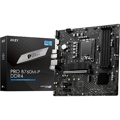MSI PRO B760M-P DDR4 Mainboard, Unterstützt Intel 12., 13. & 14. Gen Core Prozessoren, LGA 1700, DDR4 Memory Boost 4800+MHz/OC, PCIe 4.0 x16 Slot, M.2 Gen4 Slots, Micro-ATX,divers,M-ATX