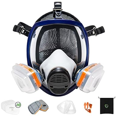 AirGearPro G-750 Atemschutzmaske Vollmaske mit A1P2 Filter | Anti-Beschlag, Anti-Gas, Anti-Staub Maske | Gasmaske Ideal für Lackieren, Holzarbeiten, Bau, Schleifen, Sprühen, Chemikalien, DIY…