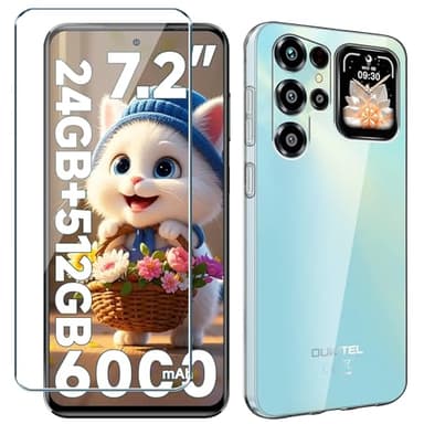 Xiangyun Handyhülle für Oukitel C68 Plus Hülle mit 1 Stück Panzer Schutz Glas Schutzfolie, Transparent Silikon Soft Crystal Clear Kratzfest TPU Case Schutzhülle (7.2")