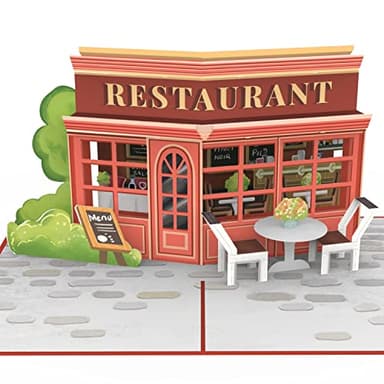 papercrush® Pop-Up Karte Restaurant - Romantisches Geschenk für Freundin zum Geburtstag oder Jahrestag, 3D Restaurantgutschein oder Geldgeschenk zum Essen gehen, Geburtstagskarte für Frauen & Männer