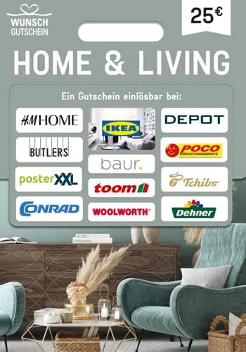 HOME & LIVING GUTSCHEIN - Universalgutschein für Möbel und Dekoration - für Deutschland - per Post (nicht für Amazon einlösbar)