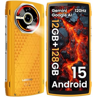 LAGENIO Panther 2 Outdoor Handy ohne Vertrag Android 15, 12GB+128GB/1TB Rugged Smartphone, 6,7 Zoll HD+ 120Hz, 5150mAh(18W) 16MP AI Kamera, IP68 Wasserdicht Baustellenhandy, Dual 4G SIM/NFC/OTG