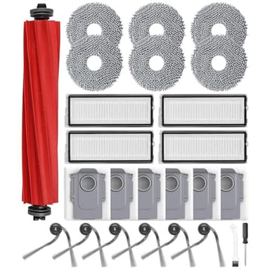 25 Stück Zubehör für Roborock QV 35A / QV 35S / Qrevo S Pro/Serie QR 598/798 Saugroboter, 1 Hauptbürste 6 Staubbeutel 6 Wischpad 4 HEPA Filter 6 Seitenbürste 1 Reinigungszubehör 1 Schraubendreher