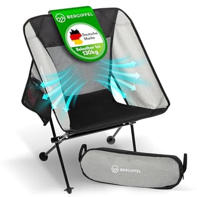 BERGIPFEL Ultraleichter Trekking Campingstuhl faltbar – Leichter Outdoor Klappstuhl für Wandern, Backpacking & Trekking – Kompakt & stabil bis 130kg