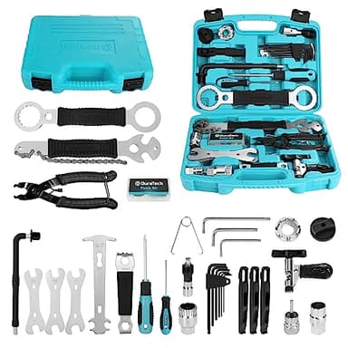 DURATECH Fahrrad Reparaturset 41-Teilig mit Werkzeugkoffer, Tragbarer Fahrrad Werkzeug Set für Fahrrad Reifen Kette Pedal Montage Reparaturen