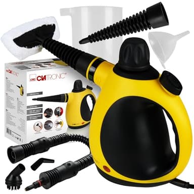 Clatronic® Dampfreiniger | entfernt Fett, Schmutz, Verunreinigungen | für Auto, Küche, Bad, Polster | chemiefrei | Steam Cleaner | 360° Dampfdüse | Handgerät mit 5 m Kabel & Zubehör | DR 3653