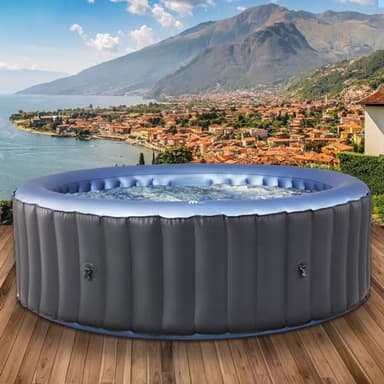 BRAST Whirlpool aufblasbar MSpa Bergen für 4-8 Personen | viele Größen Ø180-224cm | In- Outdoor Pool | Ganzjähriger Einsatz | bis zu 144 Massagedüsen | Stromsparend inkl. Energiespar-Timer | Bergen 8