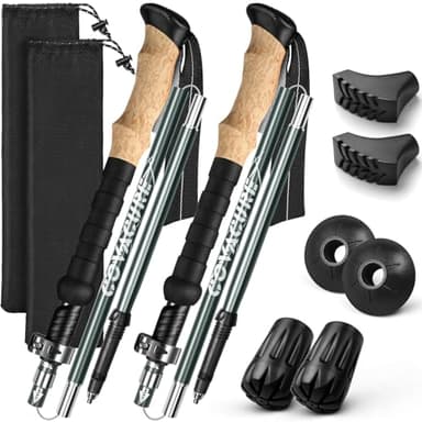 COVACURE Wanderstöcke Walking Stöcke Nordic Walking Stöcke - 110-130 cm Faltbar, Verstellbar, Teleskop, Leicht, mit Gummipuffer für Damen und Herren (2026Upgrade-Modell)