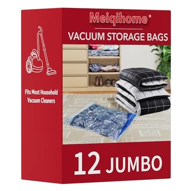 Vakuum-Aufbewahrungsbeutel, 12 Jumbo, platzsparende Versiegelungsbeutel, luftdichte Kompressionsbeutel für Kleidung, Kissen, Bettdecken, Decken