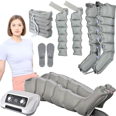 Lymphdrainage Gerät Beine Bei Lipödem | Beinmassagegerät 6-Kammer Pressotherapie Recovery Boots Lympfdrainage Für Beines Und Bauch Arme Massagegerät XL (Grau, 2 Beine + 2 Arme + 1 Bauch | M)