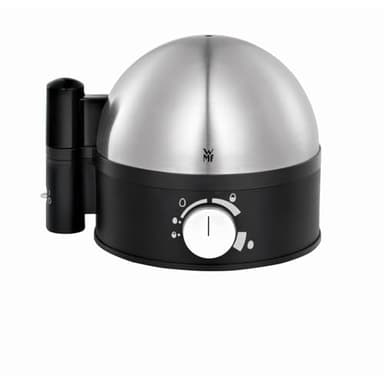 WMF Stelio Eierkocher aus Edelstahl, 1–7 Eier, neu entwickelte Technologie für gut gekochte Eier weich–mittel–hart, einfache Härtegradeinstellung, 380 W Leistung, inkl. Messbecher mit Eipick